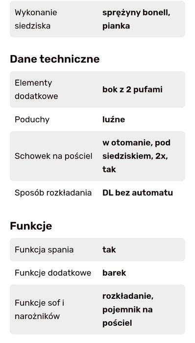 MADRYT Narożnik z pufami i barkiem, szary, prawy
