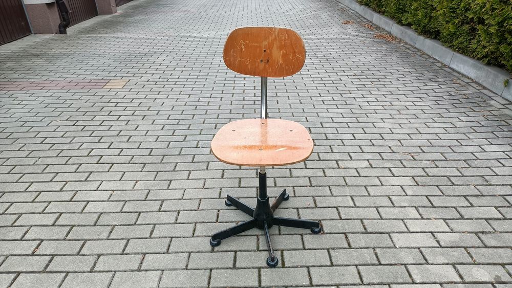 Stare Krzesło Obrotowe Industrialne Stołek LOFT Vintage Warsztatowe