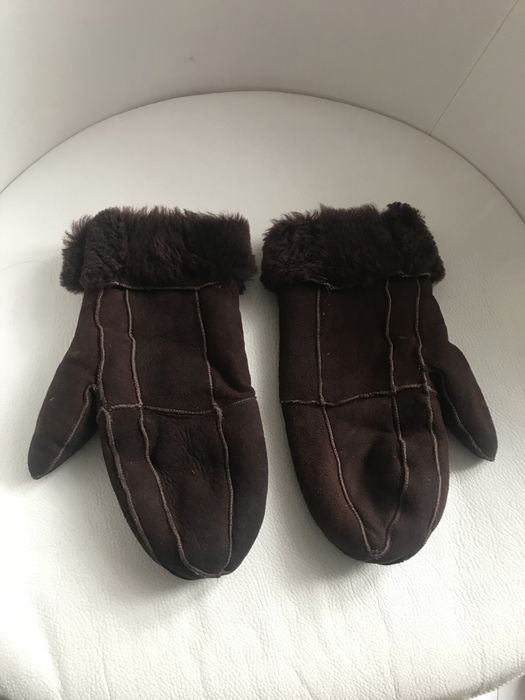 Rękawice damskie ,  zamszowe ,   kożuchowe  Vintage r. M/L