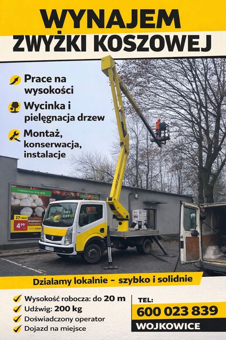 Wynajem podnośnika koszowego 20m