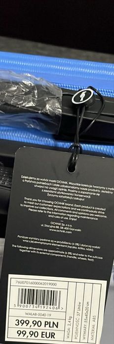 świetna nowa walizka kabinowa Ochnik niebieska Abs cabinsize