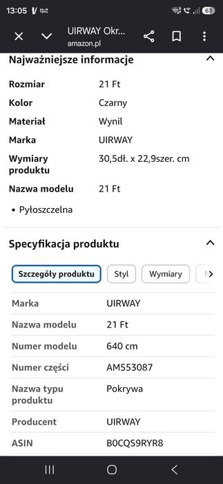 Pokrowiec do basenu - przykrycie  21Ft