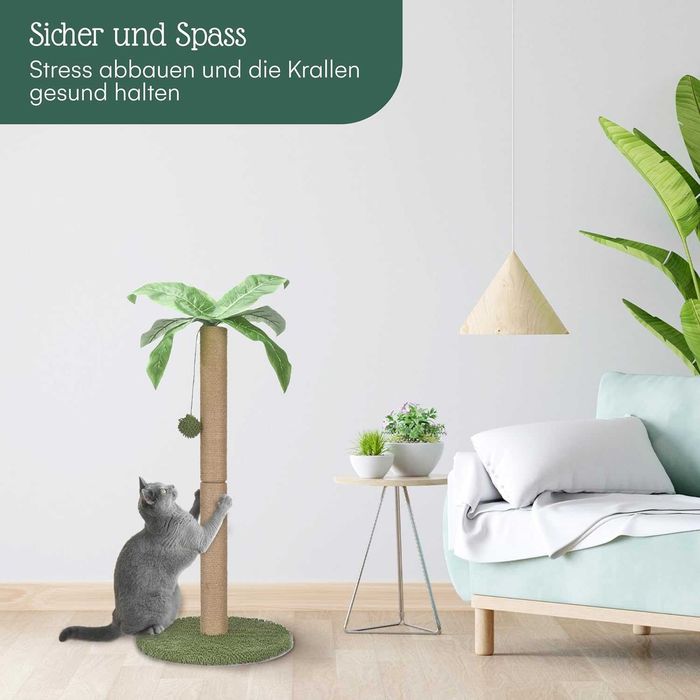 Stojący słupek wieża drapak dla kota palma z matą interaktywną zabawką