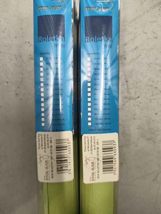 Zielone rolety okienne 57 cm x 150 cm komplet 2 sztuki