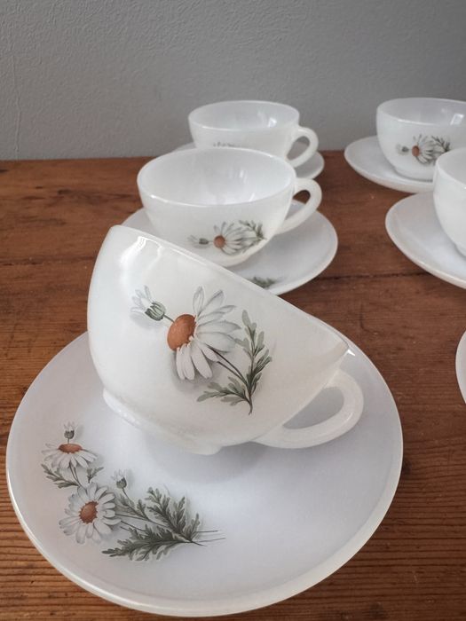 Vintage Conjunto 6 chavenas cafe Malmequer Arcopal