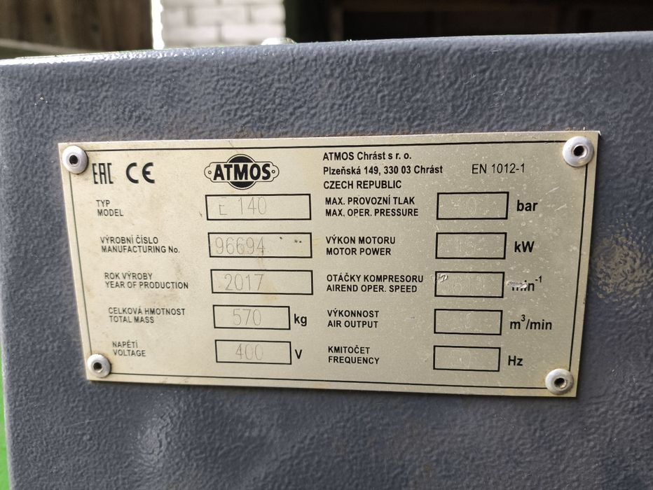 Sprężarka śrubowa atmos Albert 10 bar z osuszaczem 500 l