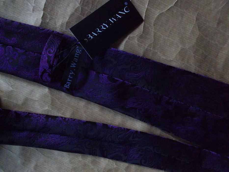 BARRY WONG Premium, Designerski, Nowy Krawat - Jedwab USA