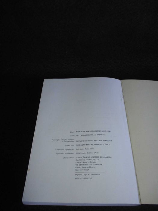 Livro Diário de um Monárquico Professor Thomaz de Mello Breyner (Conde de Mafra)
