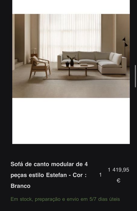 Sofá modular branco Sklum, 4 peças