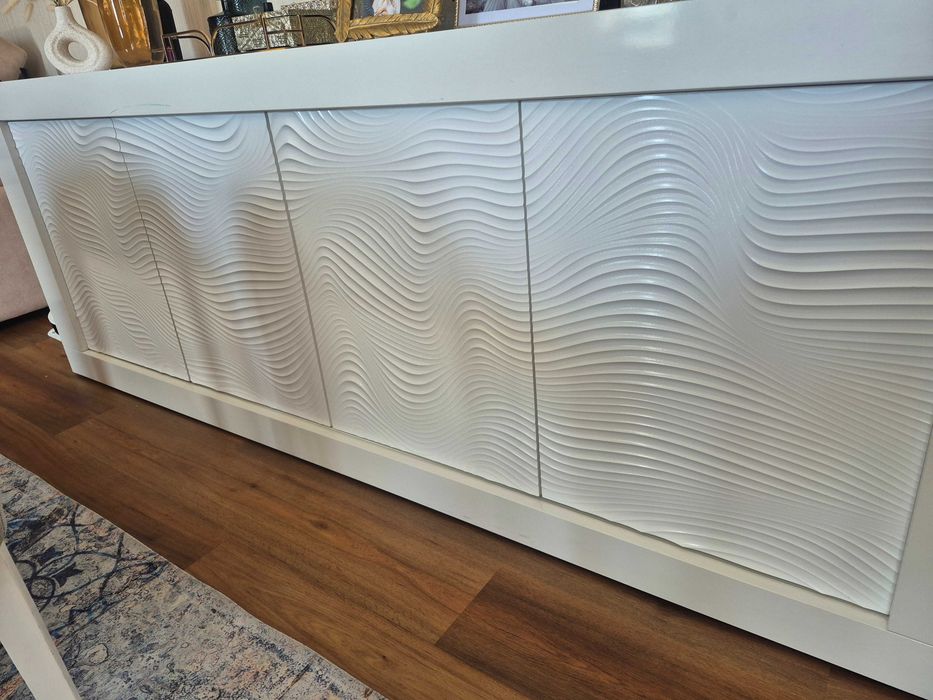 Aparador Branco Alto Relevo Ondulado – 220 cm