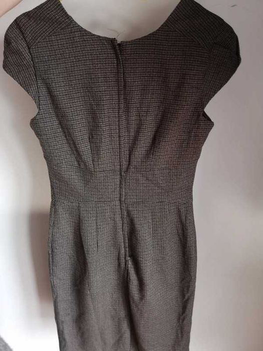 H&M brązowa sukienka elegancka w pepitkę r. 36/S