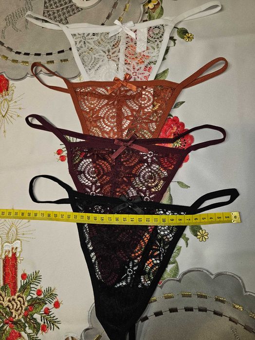 Majtki damskie stringi koronkowe M
