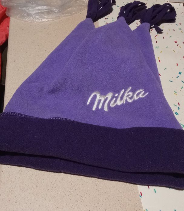Milka czapka dziewczynka chłopiec ubranie polar fiolet  prezent