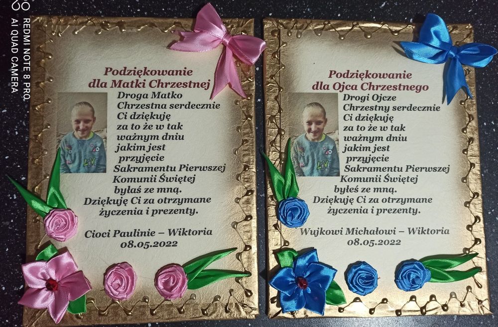 Podziękowanie dla chrzestnych dziadków