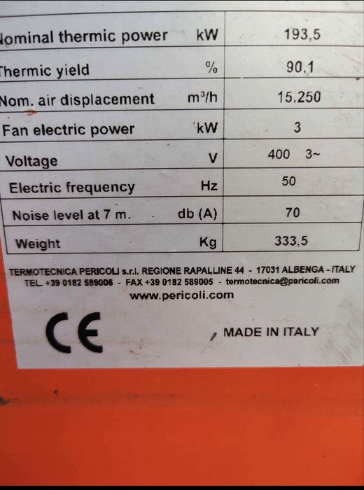 Nagrzewnice nadmuchowe Piec Pericoli CombiTerm 30-200 kw