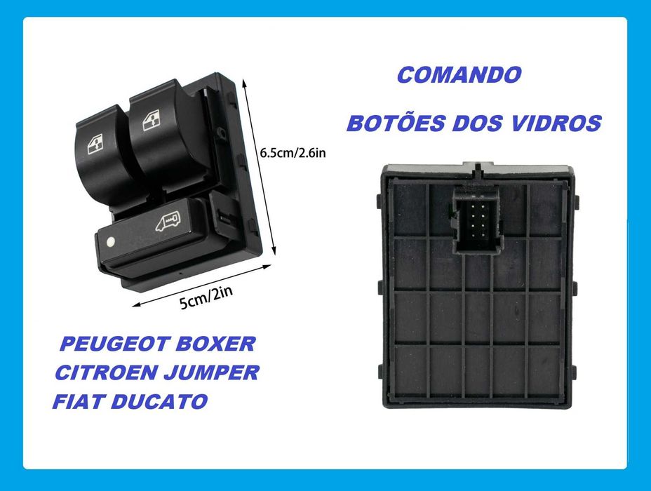 Comando Botões Vidros Ducato/Peugeot Boxer/Citroen Jumper/Iveco Daily