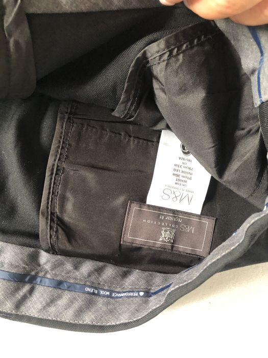 Czarne welniane spodnie eleganckie meskie m&s w bdb stanie styl vintag