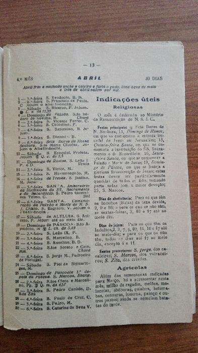 Raridade — Almanaque de Santa Zita do ano de 1954