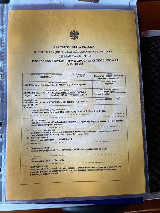 Katamaran silnikowy - Kormoran