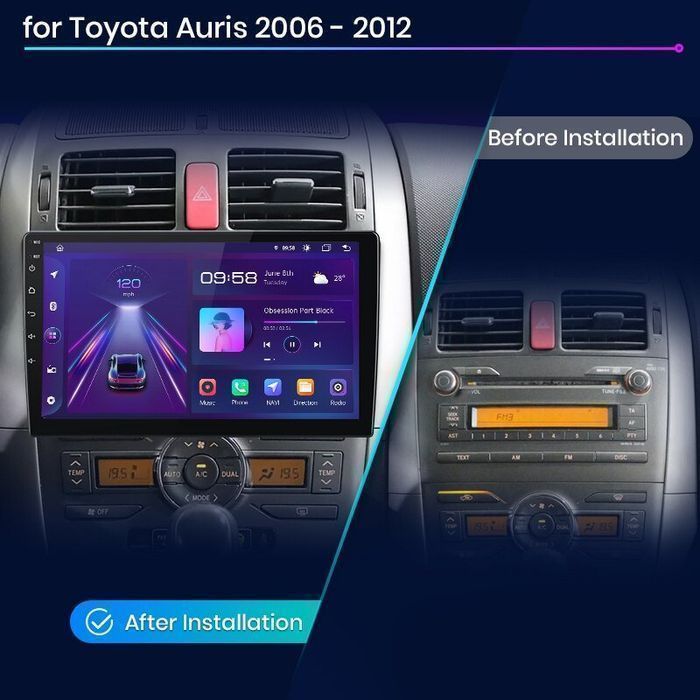 Toyota Auris E150 – Radio Android 15 9" CarPlay Android Auto 2GB/32GB GPS Nawigacja Stacja Multimedialna WiFi Bluetooth PL