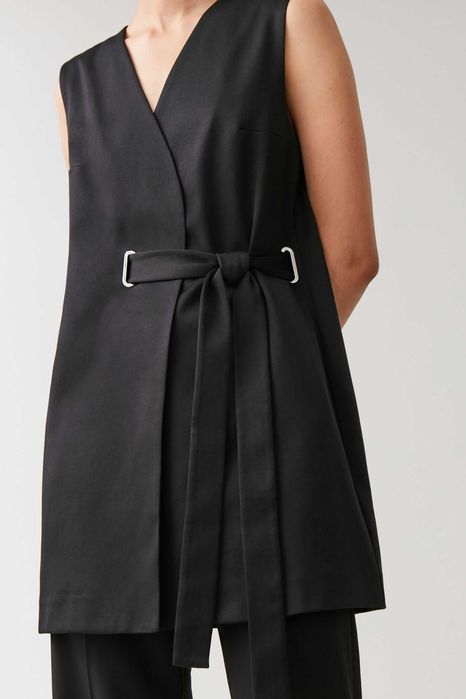 COS tunika bez rękawów z paskiem czarna XS NOWA