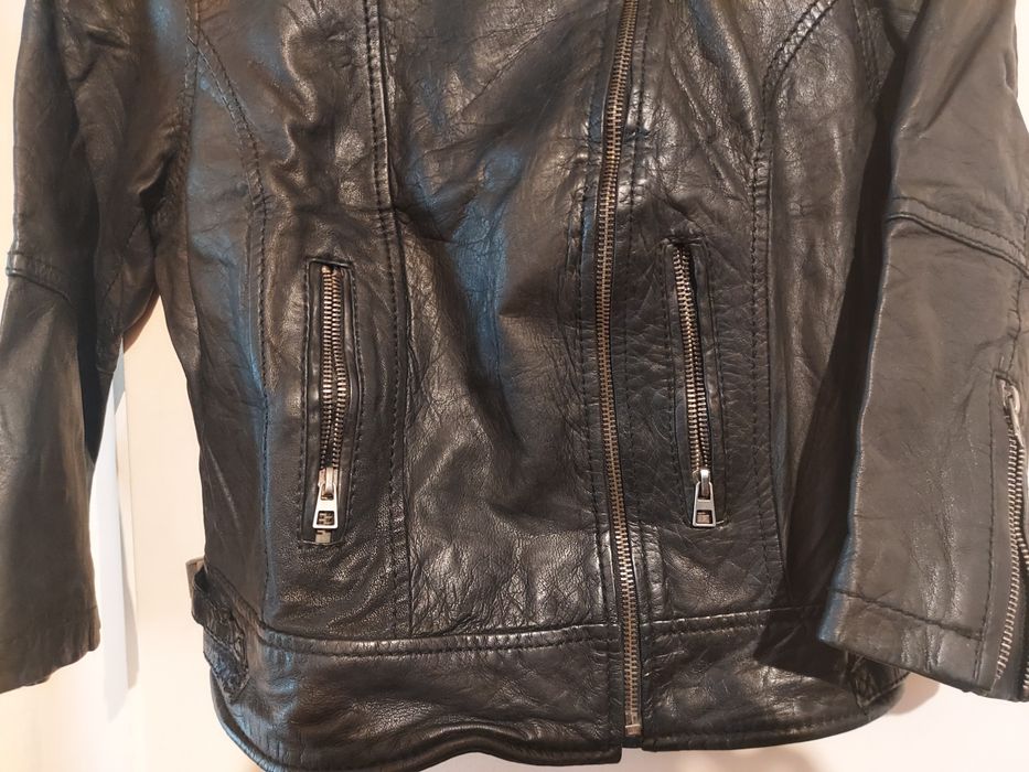 Blusão biker em pele Bershka