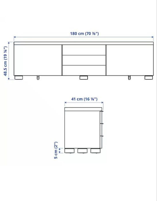 Móvel TV Preto Alto Brilho IKEA BESTÅ BURS 180cm
