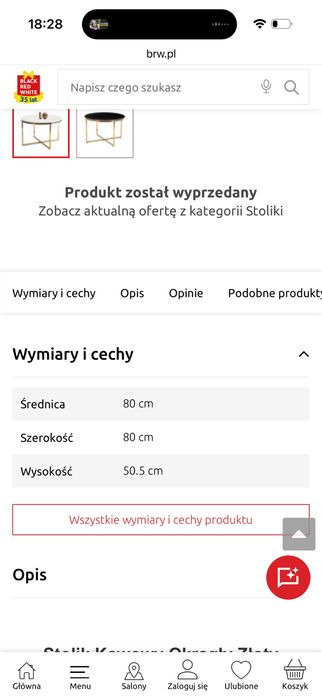 Stolik kawowy marmurowy 80cm
