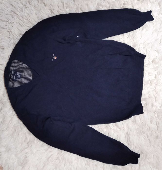 Granatowy sweter wełniany męski Gant rozmiar S