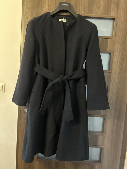 Płaszcz granatowy wiązany S Reserved