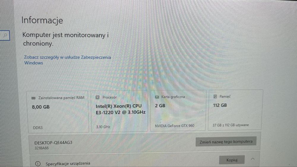 Gamingowy PC  GTX 960  / DDR3-8GB / E3 1220v2/ SSD 120, 400W, Winows  10