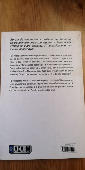 "O Suplente" de Rui Zink