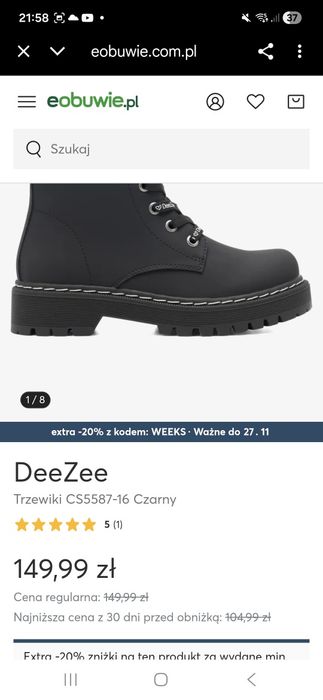 Trzewiki  Buty na jesien, zimę DeeZee roz. 31, 19,5 cm