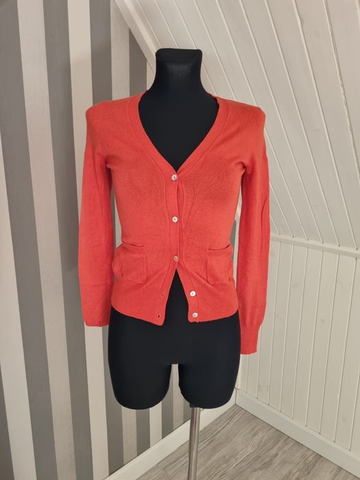 Sweter kardigan pomarańczowy beżowy rudy brązowy Mango XS 34
