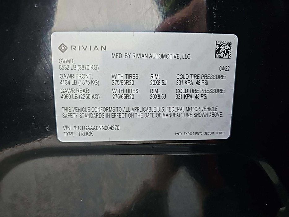 2022 Rivian R1T Adventure Package Crew Cab Short Bed