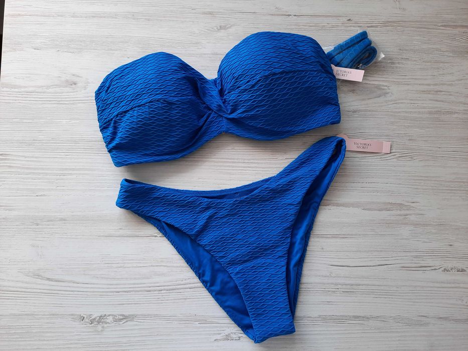 Купальник бандо Victoria's secret оригинал пуш-ап черный зеленый синий