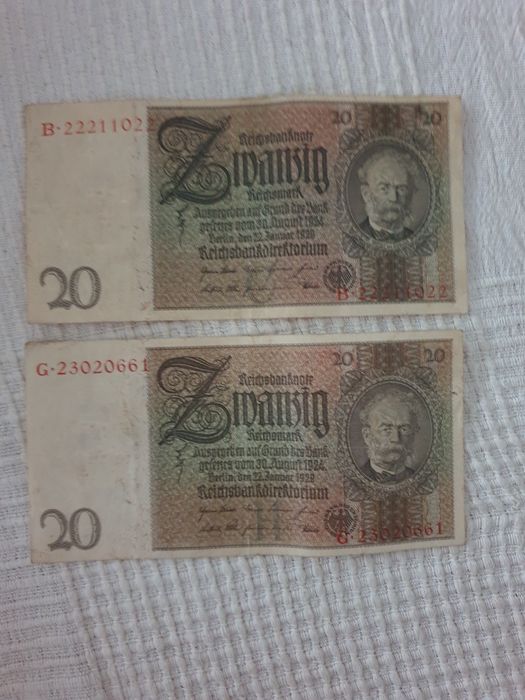 Reichsmark.Przedwojenne banknoty.