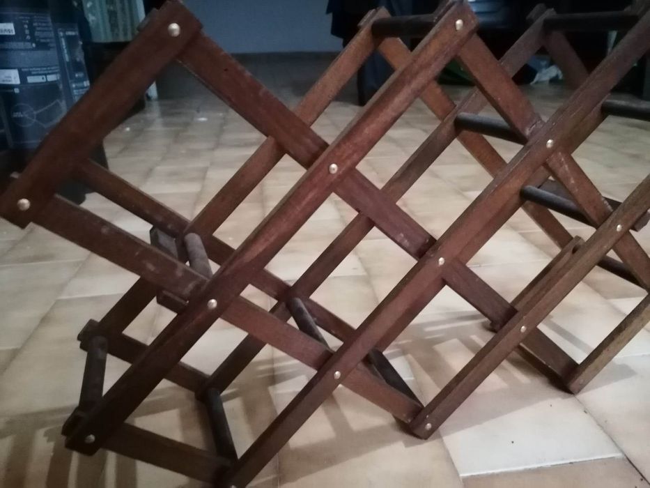 Porta Garrafas/Garrafeira Madeira Dobrável