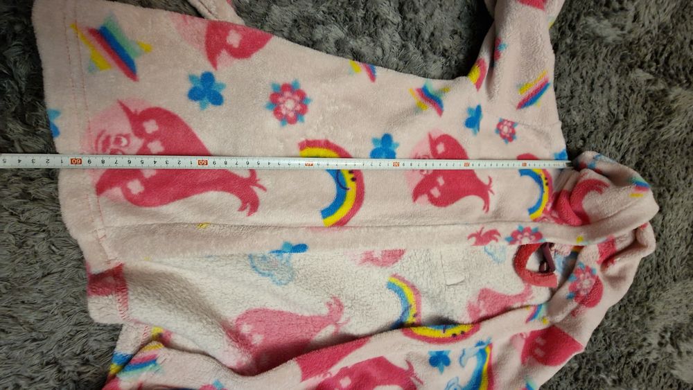 Szlafrok Dziewczęcy 110 116 Trolls grubszy porządny miękki róż tęcza