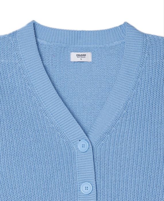 Жіночий вʼязаний кардиган, блакитний, від бренду cropp, розмір S