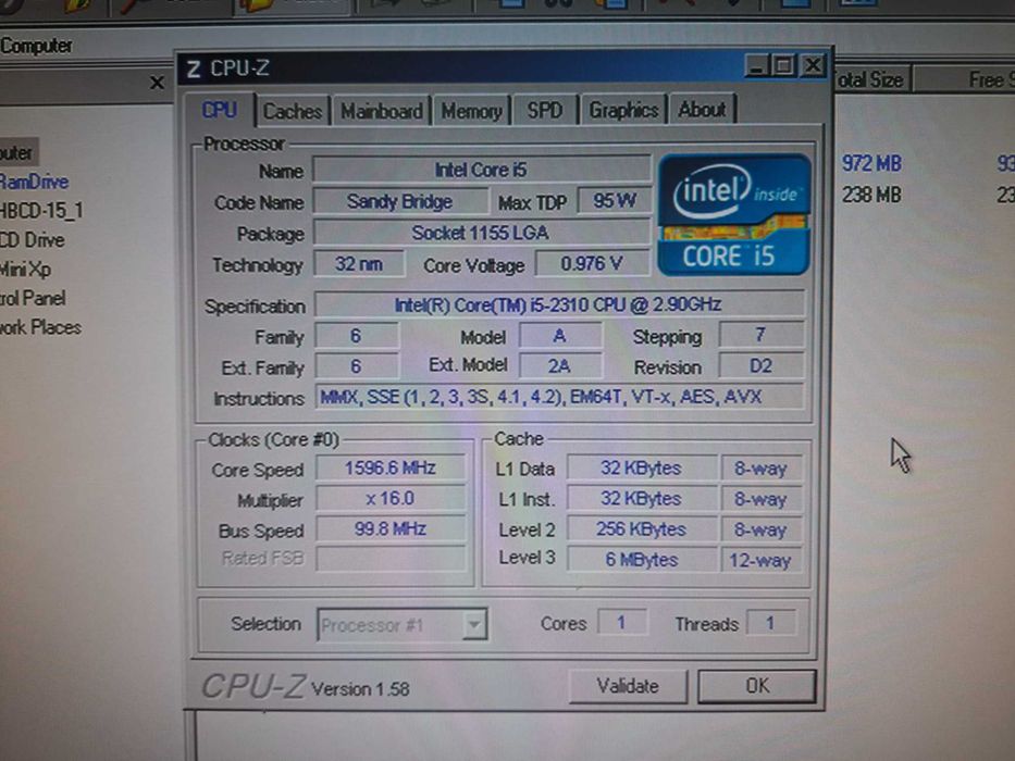 Komputer I5 2310 4GB RAM Intel Desktop Board