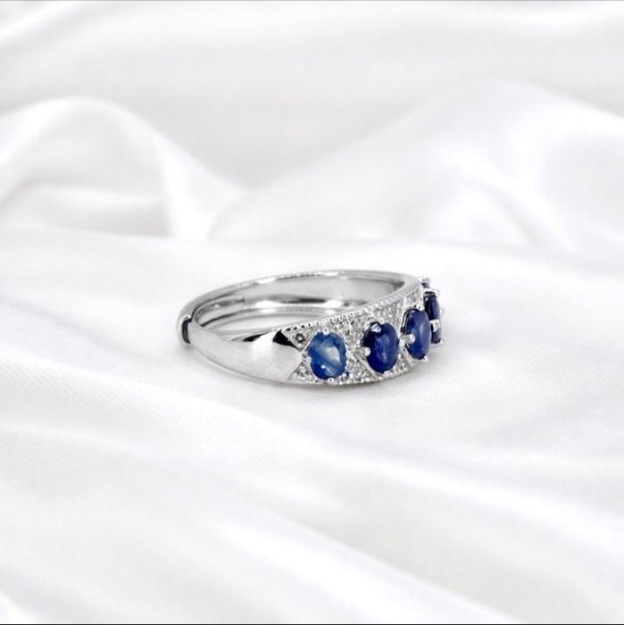 Anel Safira Natural 0,80ct | Certificado GEMTEC | Prata 925 | Banho Ouro 18K
