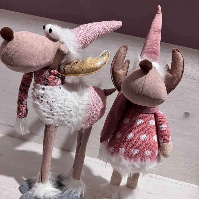 Conjunto de 2 Renas Natal (Tons de rosa)