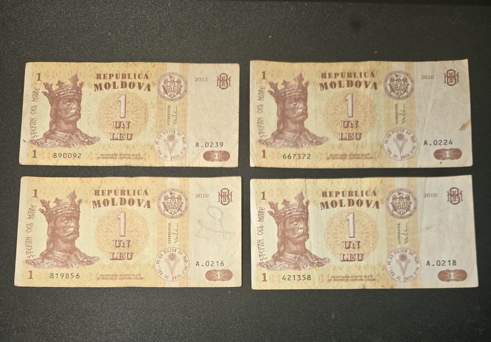 4 notas de 1 lei (Moldávia)