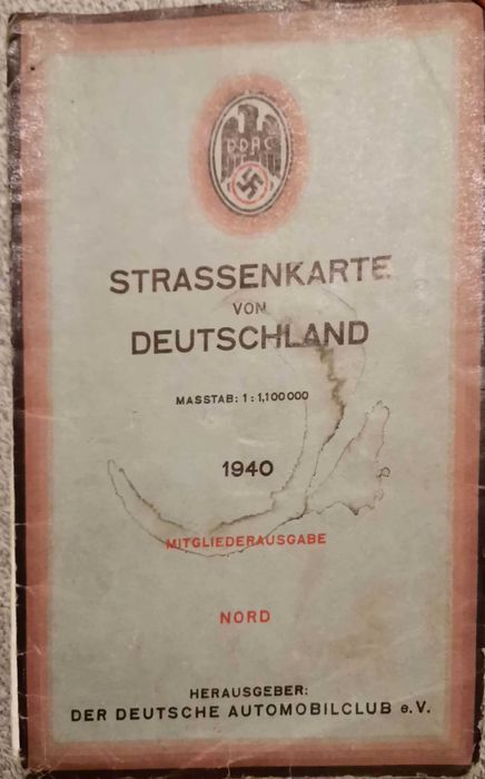Niemiecka mapa z 1940r. Srrassenkarte von Deutschland