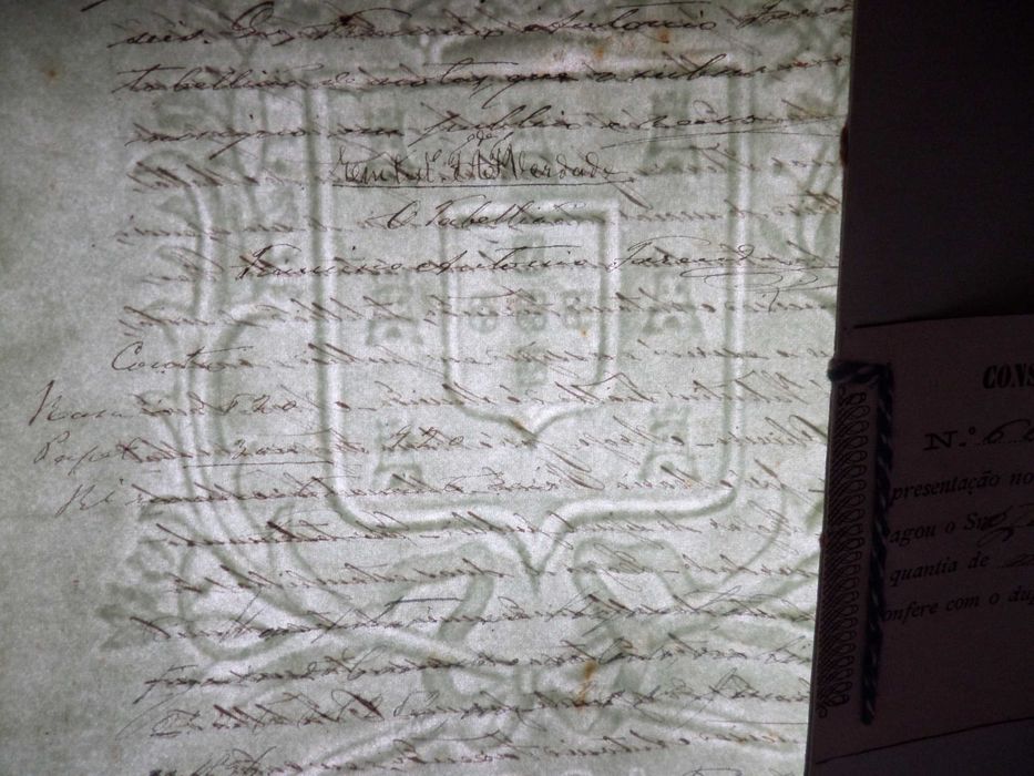 Documento Manuscrito 'Certificado' Selado , ano 1896, Marca de Água