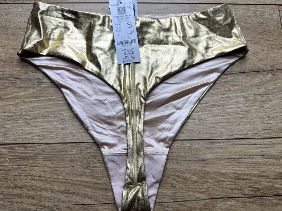 Etam złote stringi kąpielowe nowe S