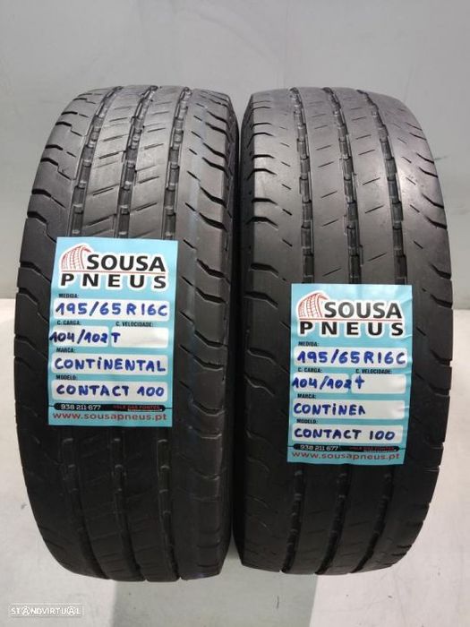 2 pneus semi novos 195-65r16c continental - oferta dos portes