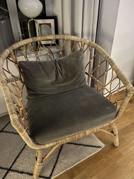 fotel rattan  ikea seria stockholm