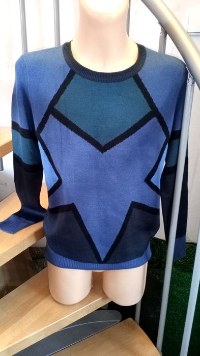 Sweter z okrągłym dekoltem męski młodzieżowy geometryczne wzory S/M